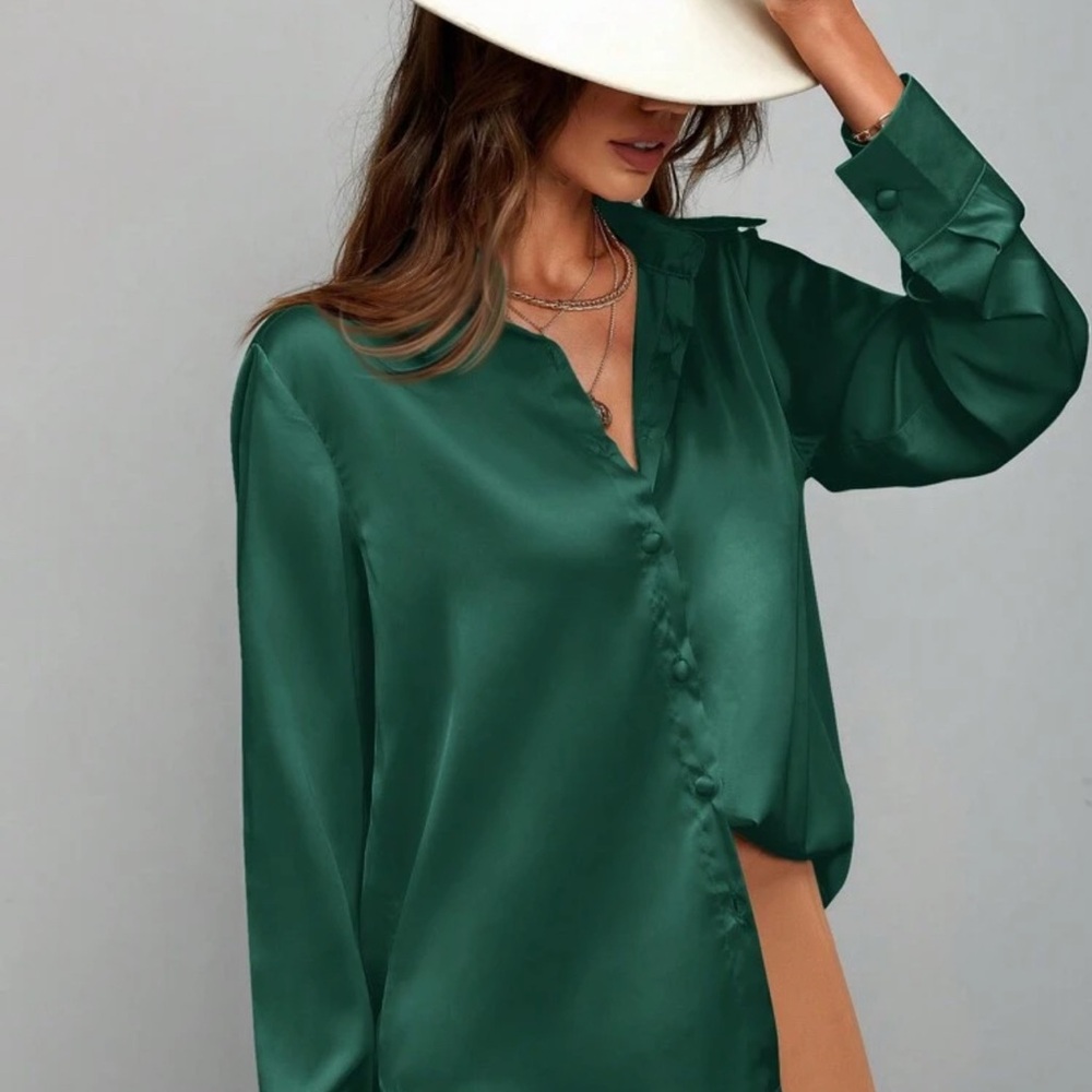 Green Long Sleeve Button Down Shirt